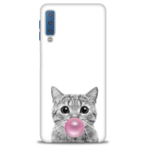 Samsung Galaxy A7 2018 Kılıf HD Baskılı Kılıf - Cat + Tam Ekran Koruyucu