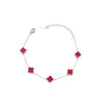 Gümüş VC Yonca Bileklik - Bordo