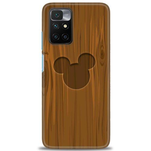 Xiaomi Redmi 10 Kılıf HD Baskılı Kılıf - Ahşap Mickey + Tam Ekran Koruyucu