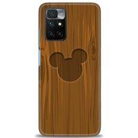 Xiaomi Redmi 10 Kılıf HD Baskılı Kılıf - Ahşap Mickey + Tam Ekran Koruyucu