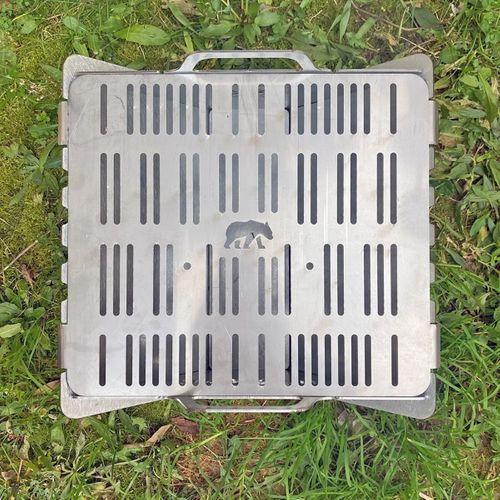 Kamp Ayısı® GrillogyBox™ Katlanır Pratik Asansörlü Mangal, 2mm Çelik, Özel Çantalı