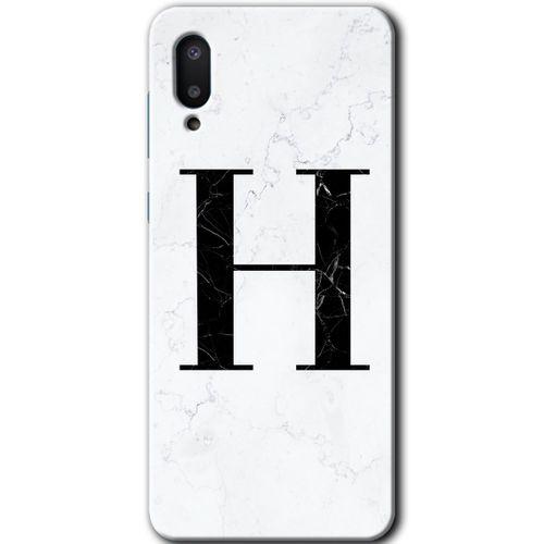 Potkal Hediye Fabrikası Samsung Galaxy A02 Kılıf HD Desen Baskılı Arka Kapak - Beyaz Mermer Desenli H Harfi