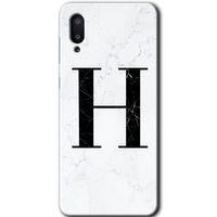 Potkal Hediye Fabrikası Samsung Galaxy A02 Kılıf HD Desen Baskılı Arka Kapak - Beyaz Mermer Desenli H Harfi