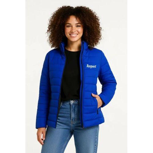 Mikro Su İtici Kapitone Baskılı Astarlı Fermuarlı Bomber Mont - Saks Mavisi