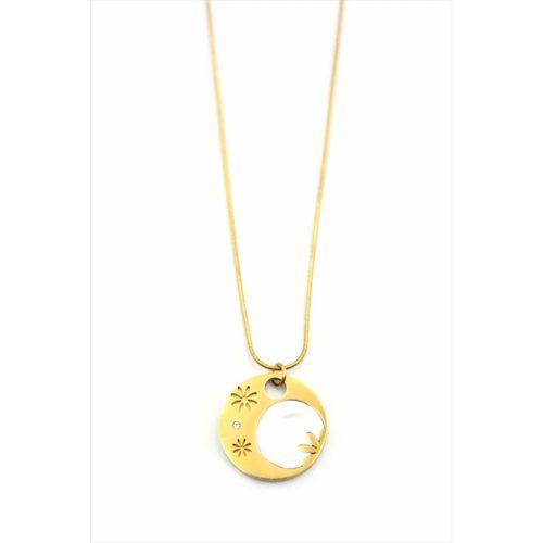 Sedef Çiçek Kolye - Altın