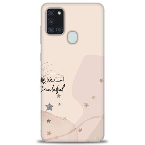 Samsung Galaxy A21S Kılıf HD Baskılı Kılıf - Greateful + Tam Ekran Koruyucu