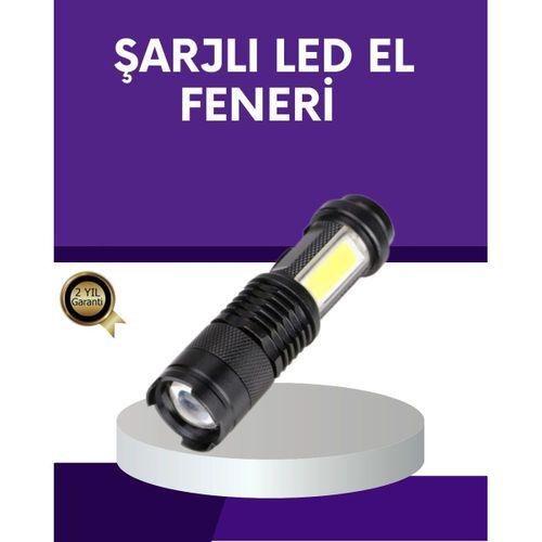 Şarjlı Mini Led El Feneri 2000 Lümen Su Geçirmez