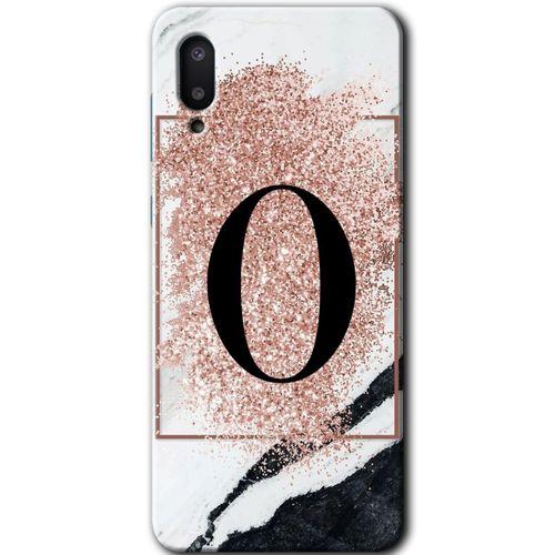 MRCİLETİSİM Samsung Galaxy A02 Kılıf Baskılı Kapak - Pembe Mermer Desenli O Harfi + 5D Tam Kaplayan Cam