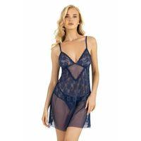 Dantel İşlemeli Lacivert Kısa Tül Gecelik