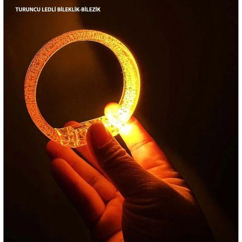 Eğitici Oyuncak Turuncu Led Işıklı Baskı Yapılabilen Pilli Bileklik Bilezik 1,5 cm Genişlik