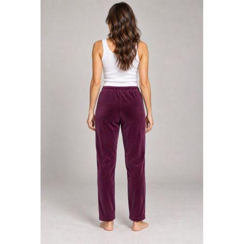 Kadın Tek Alt Pijama Pantolonu - Düz Renk Fiyonk Detaylı, Bordo