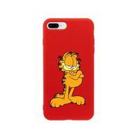 iPhone 7 Plus Göbekli Garfield Tasarımlı Kırmızı Telefon Kılıfı