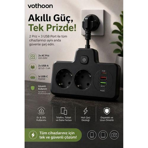 Bkl-502 Akım Korumalı 2li Priz 2 Usb Ve 2 Type-c Çıkış 4000w Hızlı Şarj Duvar Tipi Dokunmatik Led Aydınlatmalı