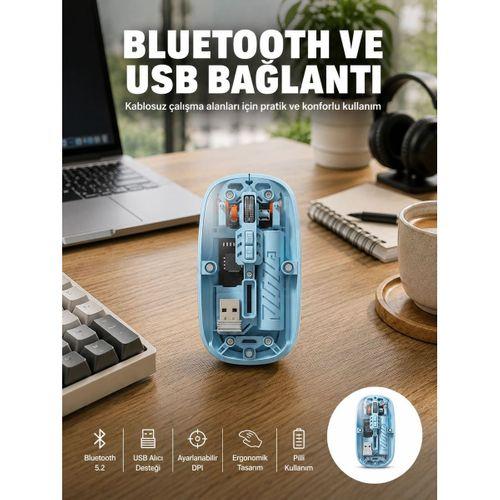 Bluetooth 5 2 Destekli Mavi Pilli Kablosuz Mouse Yeni Nesil