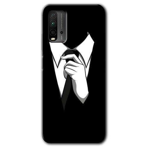 Xiaomi Redmi 9T Kılıf Baskılı Kapak - Smokin + 5D Tam Kaplayan Cam