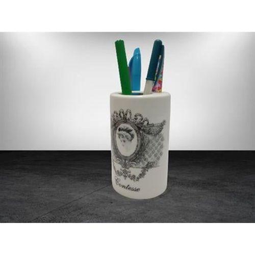 2 Adet Kalemlik Kraliçe Model Seramik Ofis Gereci  7X7X11Cm