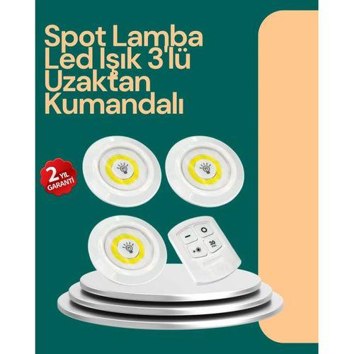 Uzaktan Kumanda İle Kontrol Edilebilen Yapışkanlı 3 Lü Kablosuz Led Spot Lamba
