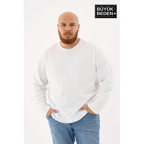 Erkek Büyük Beden Uzun Kollu 2 İplik Bisiklet Yaka Tişört