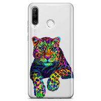 Huawei P30 Lite 2020 Kılıf Kaplan Colorful Arka Kapak Koruma Desenli Full Koruyucu