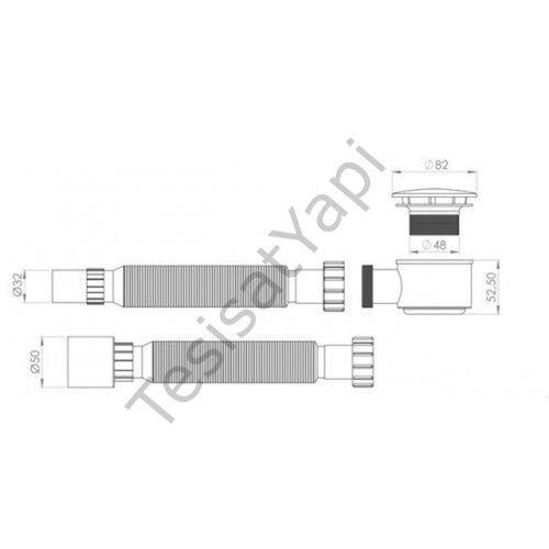 Plastik Duş Troblemi Körüklü Krom Tapa Q50 / 80 mm