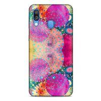 Samsung Galaxy A40 Kılıf Pastel Renkler (47) Crystal Flex Kılıf Fuşya Sarı