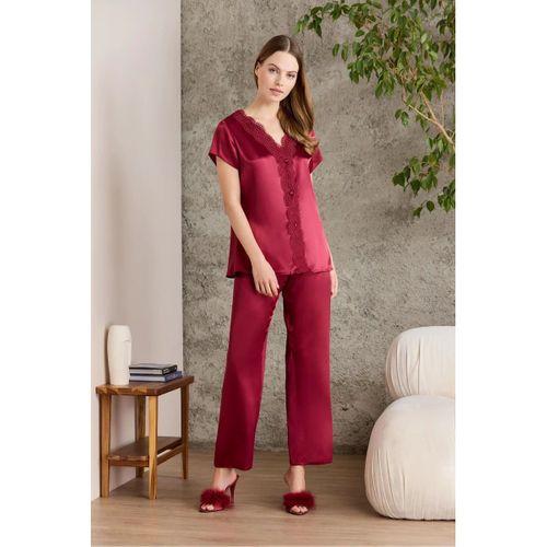 Saten Gecelik Sabahlık Pijama Takım Şort Takım 6'lı Gelin Çeyiz Seti - 6010