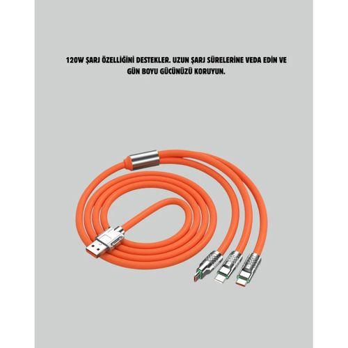 120 w Hızlı Çözüm Sunan 3'ü 1 Usb Şarj Kablosu– Sağlam Gövde