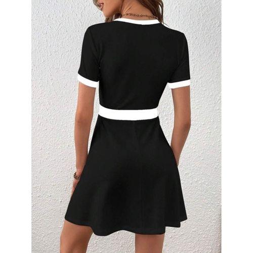 Kadın Kısa Kollu Bisiklet Yaka önden Düğmeli Modal Elbise