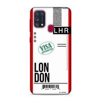 Samsung Galaxy M31 Kılıf Uçak Bileti Londra Arka Kapak Koruma Desenli Full Koruyucu