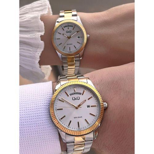 Q&Q Çelik Kordon 2 Yıl Garantili 3 Atm Suya Dayanıklı Sevgili Ve Ciftlere Özel Kol Saati QQ.CF001.3