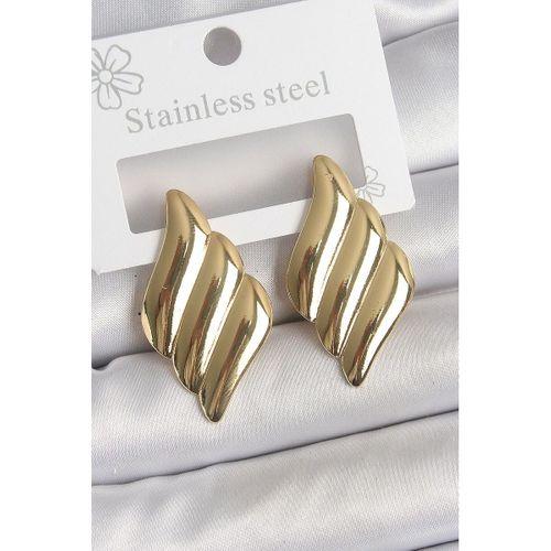 316 Çelik Gold Renk Dalga Model Kadın Küpe