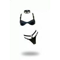 Siyah Harness Takım Deri Zımbalı Halkalı Bralet Seti - Brf1298