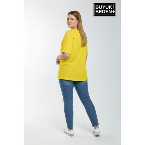 Kadın Büyük Beden El Yazılı Brooklyn Baskılı 3xl-6xl Bisiklet Yaka Tshırt SPR25BTSK510-6