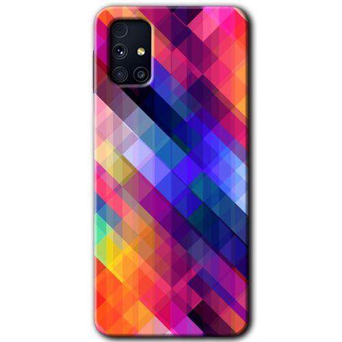 MRCİLETİSİM Samsung Galaxy M31s Kılıf Baskılı Kapak - Multi Oblique +Tam Kaplayan Mat Seramik