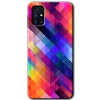 MRCİLETİSİM Samsung Galaxy M31s Kılıf Baskılı Kapak - Multi Oblique +Tam Kaplayan Mat Seramik