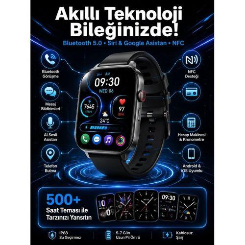 Akıllı Saat Tema Değiştirme Uyku Ve Sağlık Takibi Sesli Asistan Bildirim Görme Yeni Nesil
