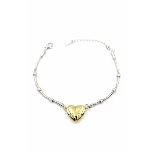 Kalp Zincir Bileklik - Altın