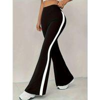 Kadın Yüksek Bel İspanyol Paçalı Yanlardan şerit Detaylı Dalgıç Tayt Pantolon