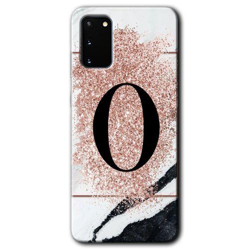 Potkal Hediye Fabrikası Samsung Galaxy S20 Kılıf HD Desen Baskılı Arka Kapak - Pembe Mermer Desenli O Harfi