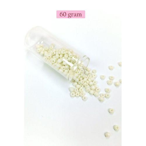 Dökme Cam Kum Boncuk Büyük Boy (6/0) 4 mm - 60 Gram - Krem - BNC107