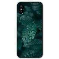 MRCİLETİSİM Xiaomi Redmi 9A Kılıf Baskılı Kapak - Yağmurlu Yaprak + 5D Tam Kaplayan Cam