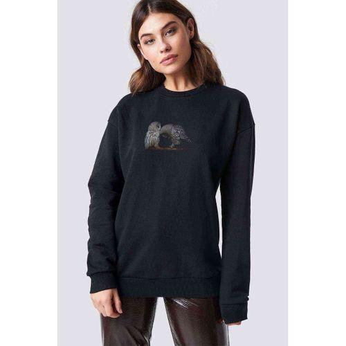 Owl For Kuş Baskılı Siyah Kadın Sweashirt