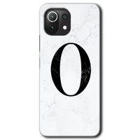 Potkal Hediye Fabrikası Xiaomi Mi 11 Kılıf HD Desen Baskılı Arka Kapak - Beyaz Mermer Desenli O Harfi