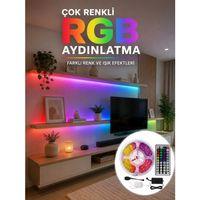 5 Metre Kumandalı Rgb Led Şerit 5050 Smd 54 Led/m Renk Değiştiren Ambiyans Aydınlatma