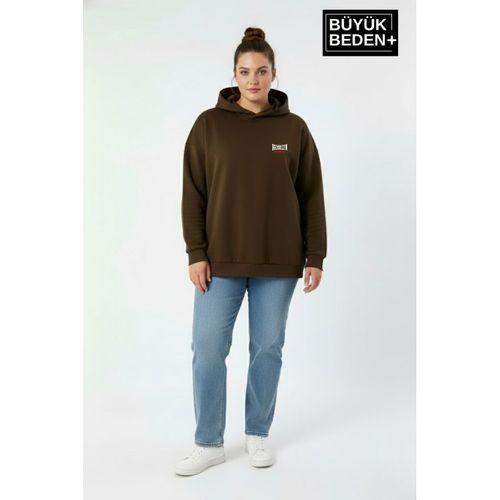Kadın Büyük Beden Brooklyn 1970 Baskılı Kapüşonlu Sweatshirt SPR26BSWK964