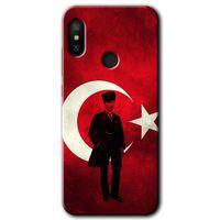 MRCİLETİSİM Xiaomi Redmi Note 6 Pro Kılıf HD Desen Baskılı Arka Kapak+Temperli Cam - Atatürk Bayrak