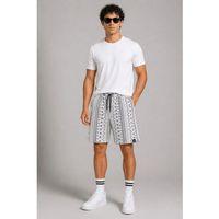 Erkek Etnik Desenli Dokuma Şort Lastikli Bağcıklı Bel Cepli Yazlık Rahat - Gri