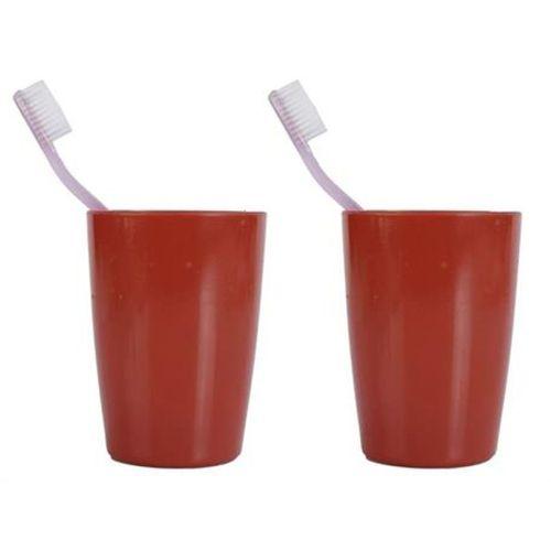 2 Adet Diş Fırçalık Ve  Macun Kabi Kırmızı Melamin 8X8X11Cm 400Ml Banyo Seti