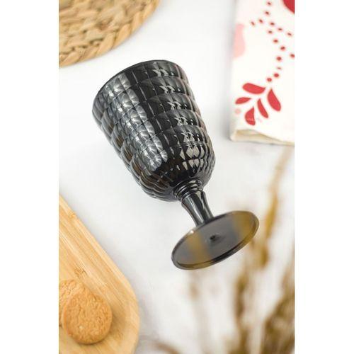 Akrilik Siyah Tekli Kadeh & Su Meşrubat Kahve Yanı Bardağı 450 ml ( Cam Değildir )