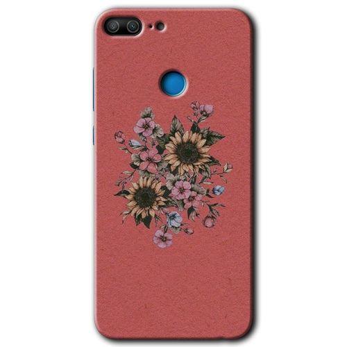 Honor 9 Lite Kılıf HD Desen Baskılı Arka Kapak - Retro Çiçek + Kırılmaz Cam
